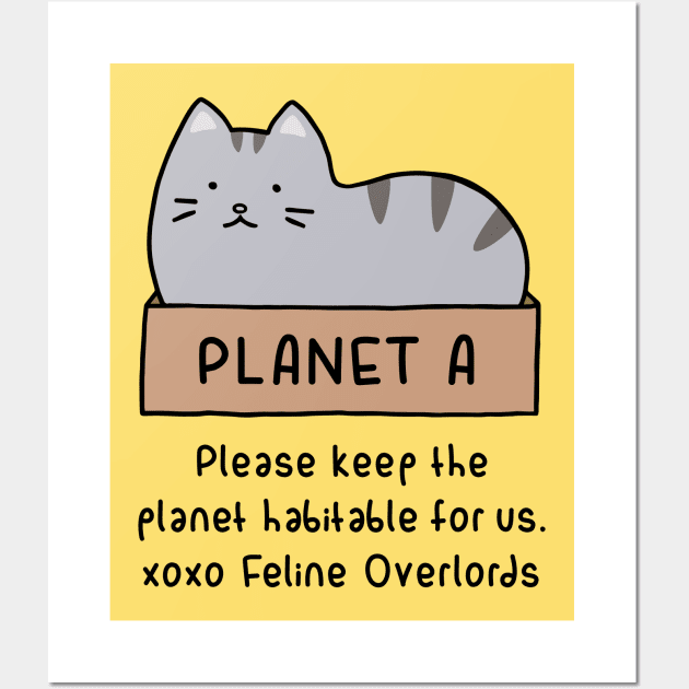 Gray Cat - Habitable Planet (Buttercream) Wall Art by ImperfectLife